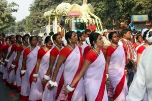Des catholiques indigènes indiens, en 2017 à New Delhi lors de la fête annuelle du Christ Roi.