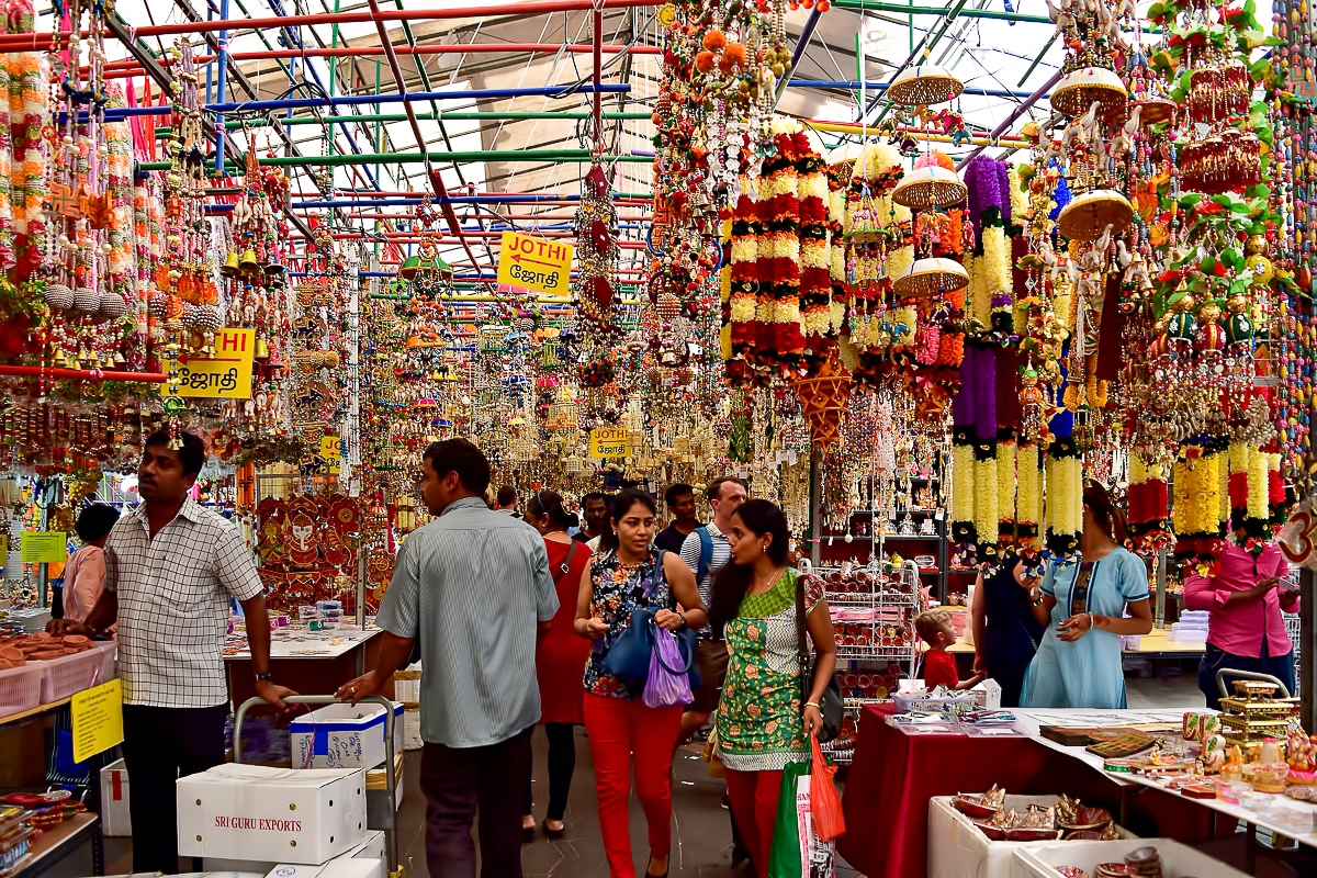 Le bazar de Campbell Lane, Little India (Singapour), lors de la fête de Diwali en 2016.