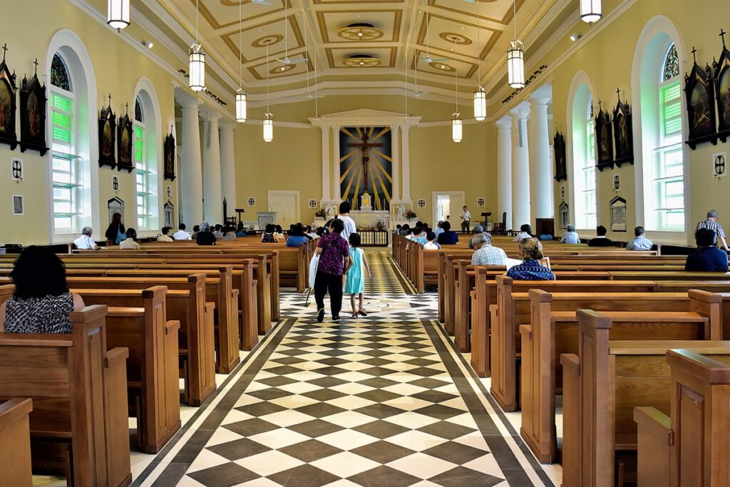 La cathédrale du Bon-Pasteur de Singapour, qui doit être visitée par la délégation hongkongaise durant le voyage papal.