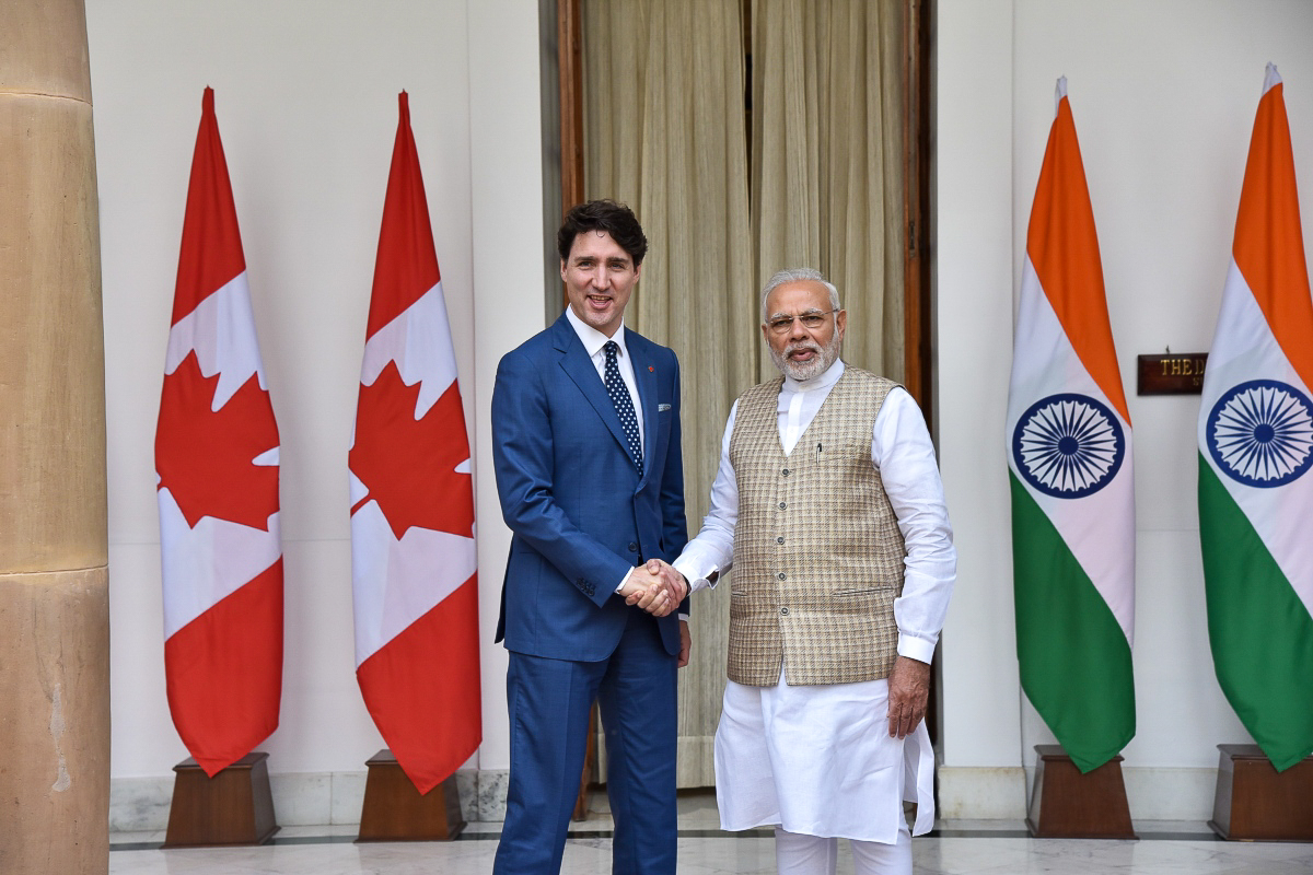 Narendra Modi et Justin Trudeau à New Delhi en février 2018.