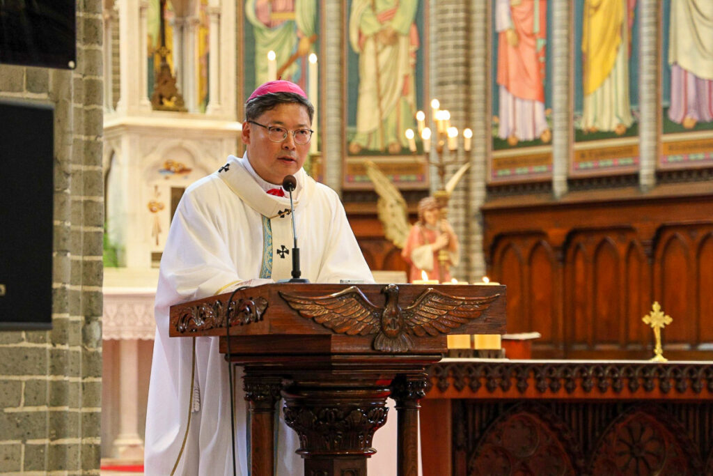 Mgr Pierre Chung Soon-taick, archevêque de Séoul, le 23 juin dernier à l’occasion d’une Journée de prière pour l’unité et la réconciliation nationale.