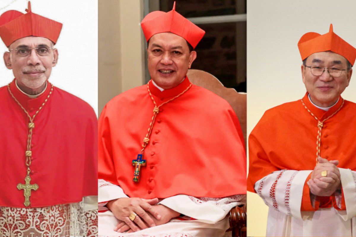 Le cardinal Filipe Neri Ferrao (Inde), le cardinal Pablo Virgilio David (Philippines) et le cardinal Tarcisio Kikuchi (Japon) forment la nouvelle équipe dirigeante de la FABC.