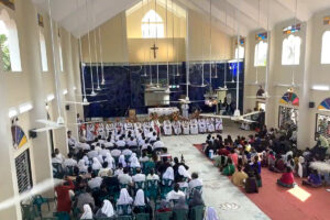 Le 22 février 2025 lors de l'inauguration et de la bénédiction de la nouvelle cathédrale de Sylhet, au nord-est du Bangladesh.