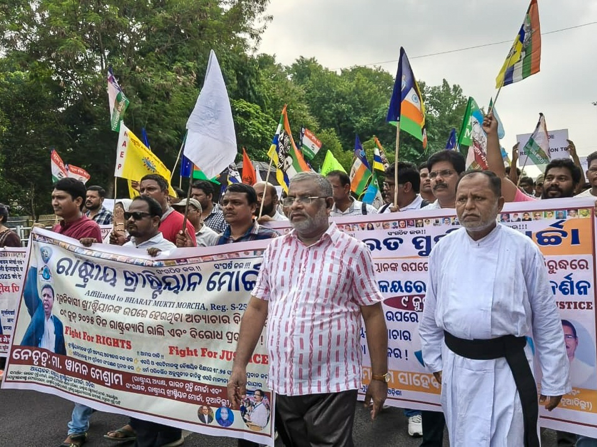 Des chrétiens de l’État d’Odisha, le 9 juin dernier lors d’une manifestation pour défendre leur droit constitutionnel à pratiquer leur foi.