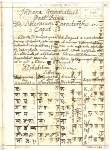 Une grammaire de la langue hindoustani préparée par le frère capucin français François-Marie de Tours APF, Miscellanee generali, vol. 12, f. 309r.