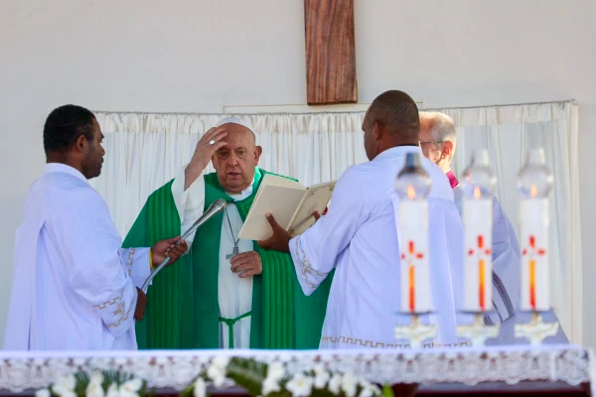 Le pape François au stade Sir John Guise de Port-Moresby, le 8 septembre 2024 en Papouasie-Nouvelle-Guinée.