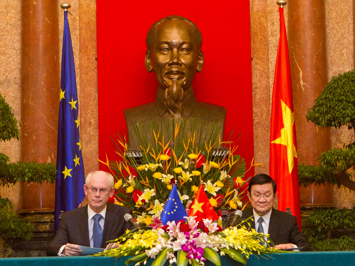 Ce jeudi 29 janvier, le Vietnam et l’Union européenne ont signé un « partenariat stratégique global » (ici l’ancien président du Conseil européen à Hanoï en 2012).