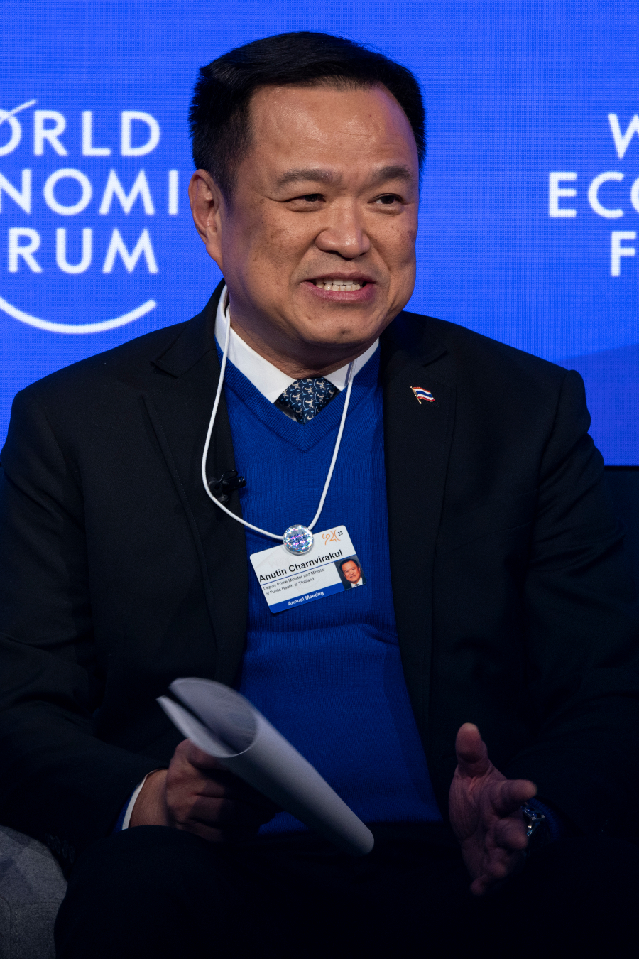 Le Premier ministre sortant thaïlandais Anutin Charnvirakul (ici en 2023) a remporté une large victoire lors des élections législatives du 8 février.