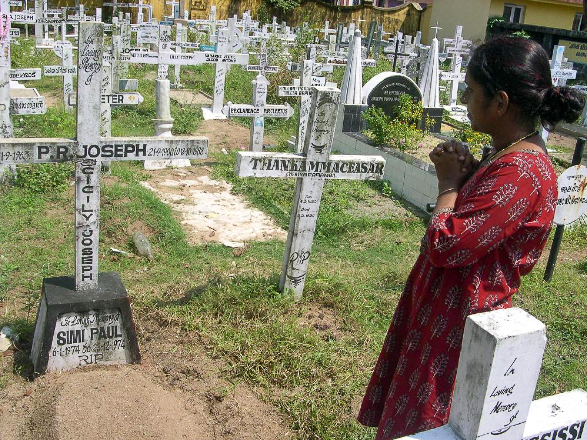 Un cimetière chrétien dans l’État du Kerala, au sud de l’Inde.