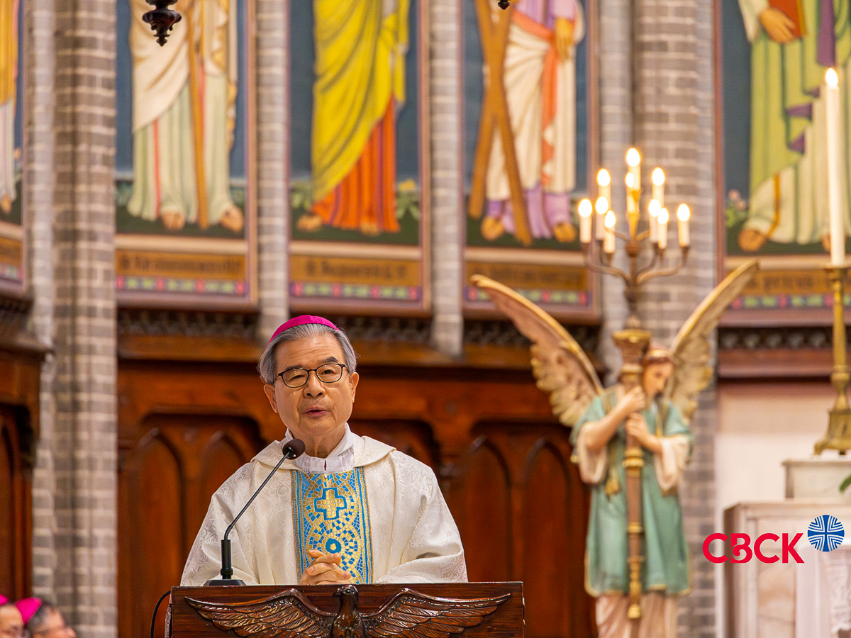 Mgr Matthias Lee Yong-hoon, évêque de Suwon et président des évêques de Corée, le 11 mars dans la cathédrale de Séoul.