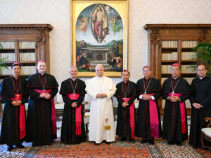 Les évêques du Cambodge et du Laos, le 29 mai 2026 lors de leur rencontre avec le pape Léon XIV durant leur visite ad limina au Vatican.