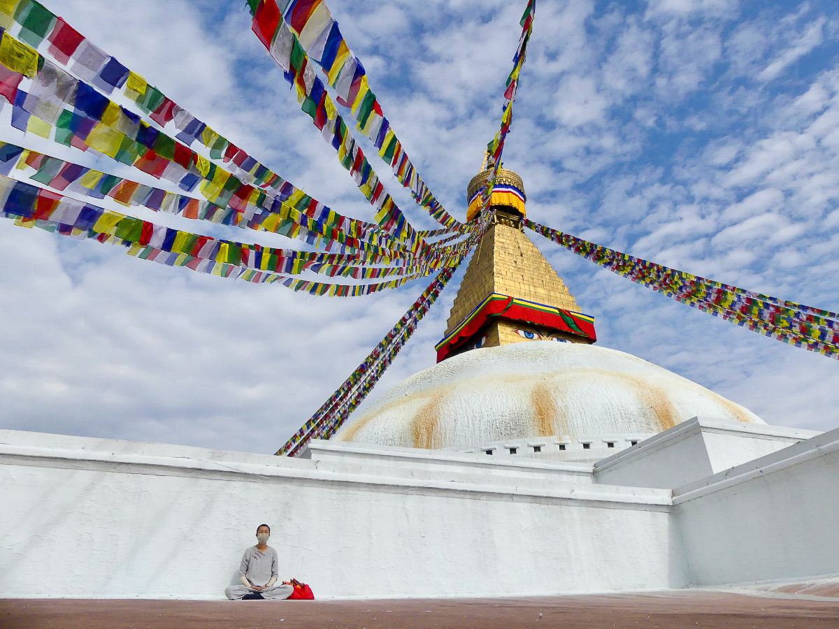 Le sanctuaire bouddhiste de Bodhnath, à 8km de Katmandou, Népal.