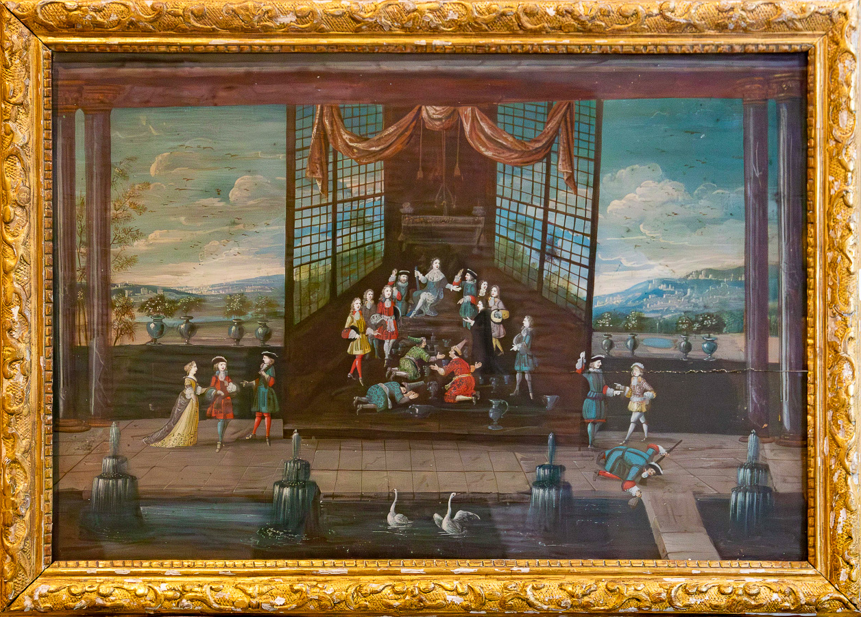 Réception des ambassadeurs du Siam à la cour de Louis XIV, huile sur panneau (37,5 x 55).